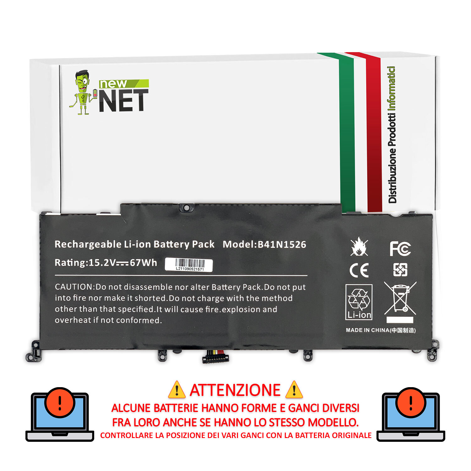 Ricambio Batteria Asus Rog GL502VM GL502VT - 15.2V Alta Qualità