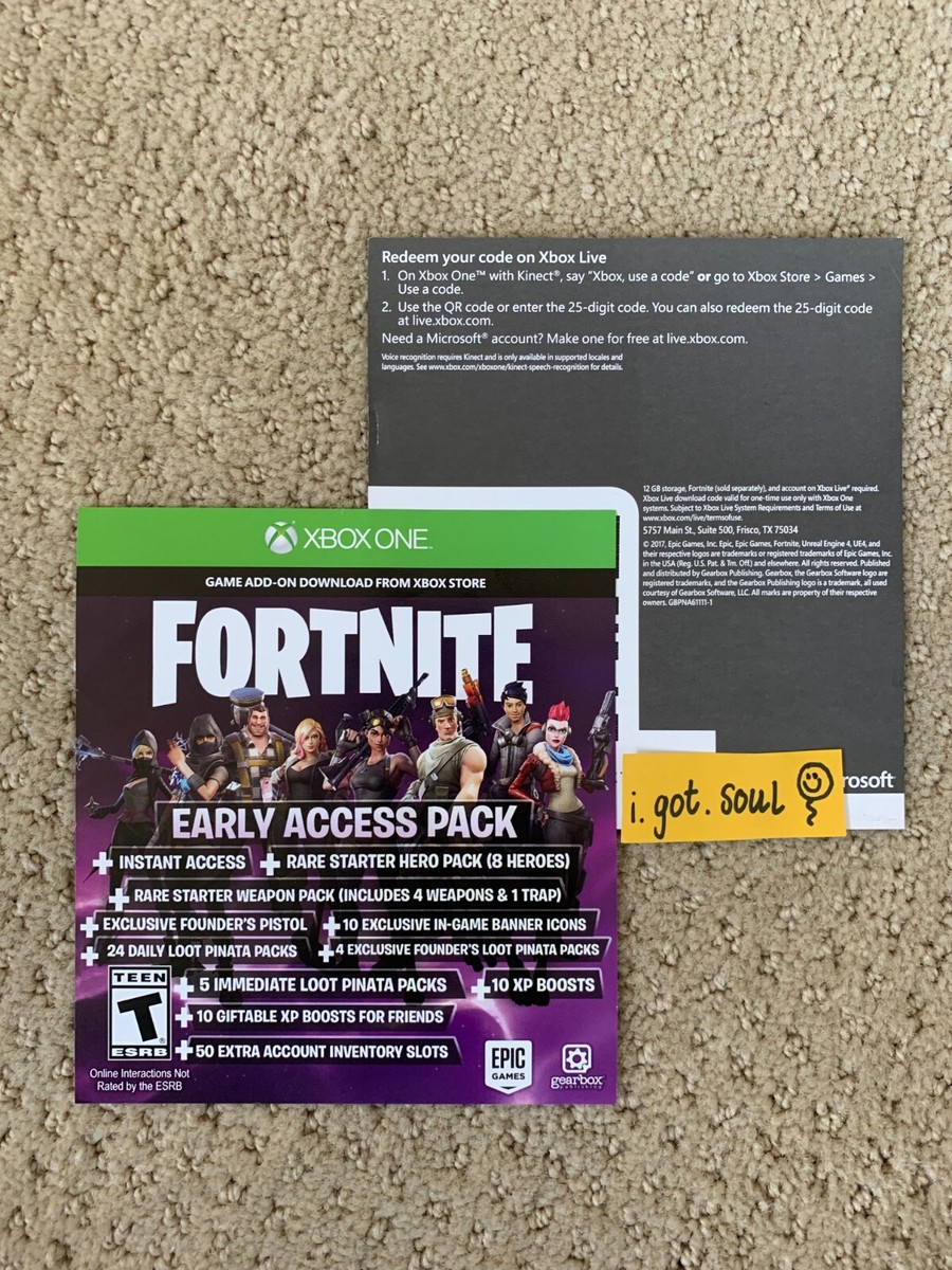 1x Fortnite Xbox Deluxe Founders Early Access Pack Code Only Valid 
