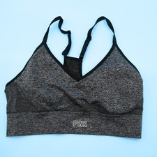 Victorias Secret Medium Sports Bra Seamless Lightly Lined Gray Strap Padded New
