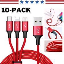 Universal Multi Function Cell Phone Charger Cord 3 in 1 Fast USB Charging Cable