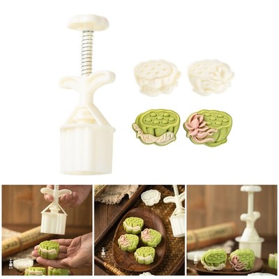 Cookie Stamps Flower Pattern Moon Cake Molds Hand-Pressure Moon Cake Maker