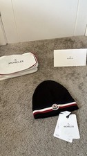 Moncler Men's Wool Beanie Hat Black One Size Brand New with Tags