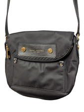 Marc Jacobs Natasha Black Nylon Gold Metal Crossbody Saddle Shoulder Bag Purse