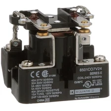 1PC SQUARE D 8501CO7V24 Power Relay,6 Pin,240 VAC,DPST-NO,Panel Mount,5A,600 VA