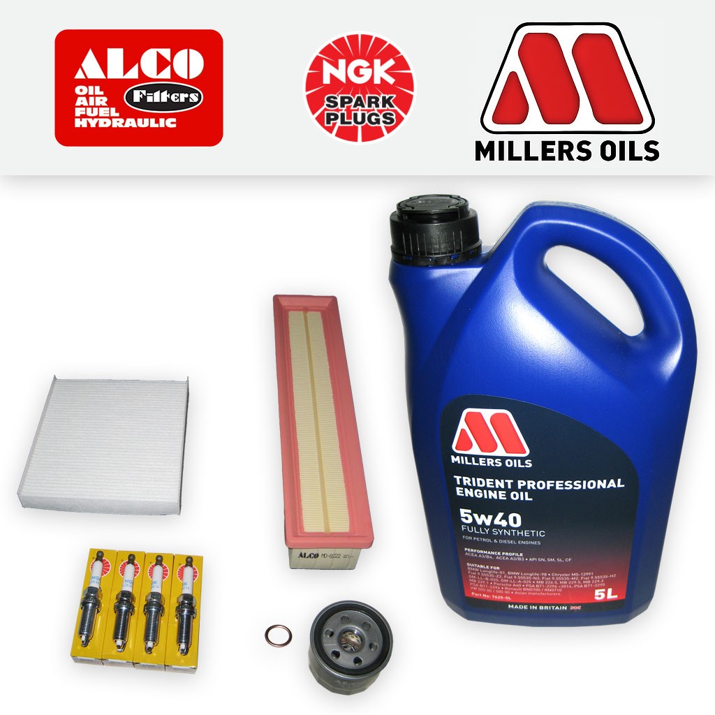 SERVICE KIT for DACIA LOGAN 1.2 OIL AIR CABIN FILTER PLUGS +5w40 OIL (2012-2018)