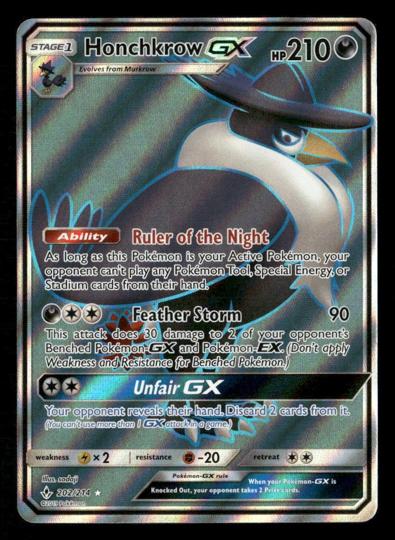Honchkrow GX - 202/214 - Ultra Rare - Unbroken Bonds - Pokemon Card - NM/M