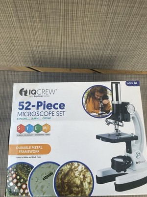 IQCrew 52-Piece Microscope Set with Durable Metal Frameworks for Students