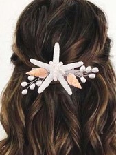 Starfish Wedding Hair Clip Silver Beach Bridal Pearl SeaShell Hair Piece