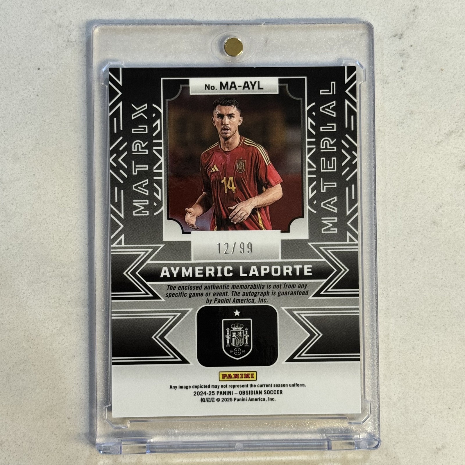 2024-25 Obsidian Aymeric Laporte Matrix Material Auto Red Pulsar /99 view 2