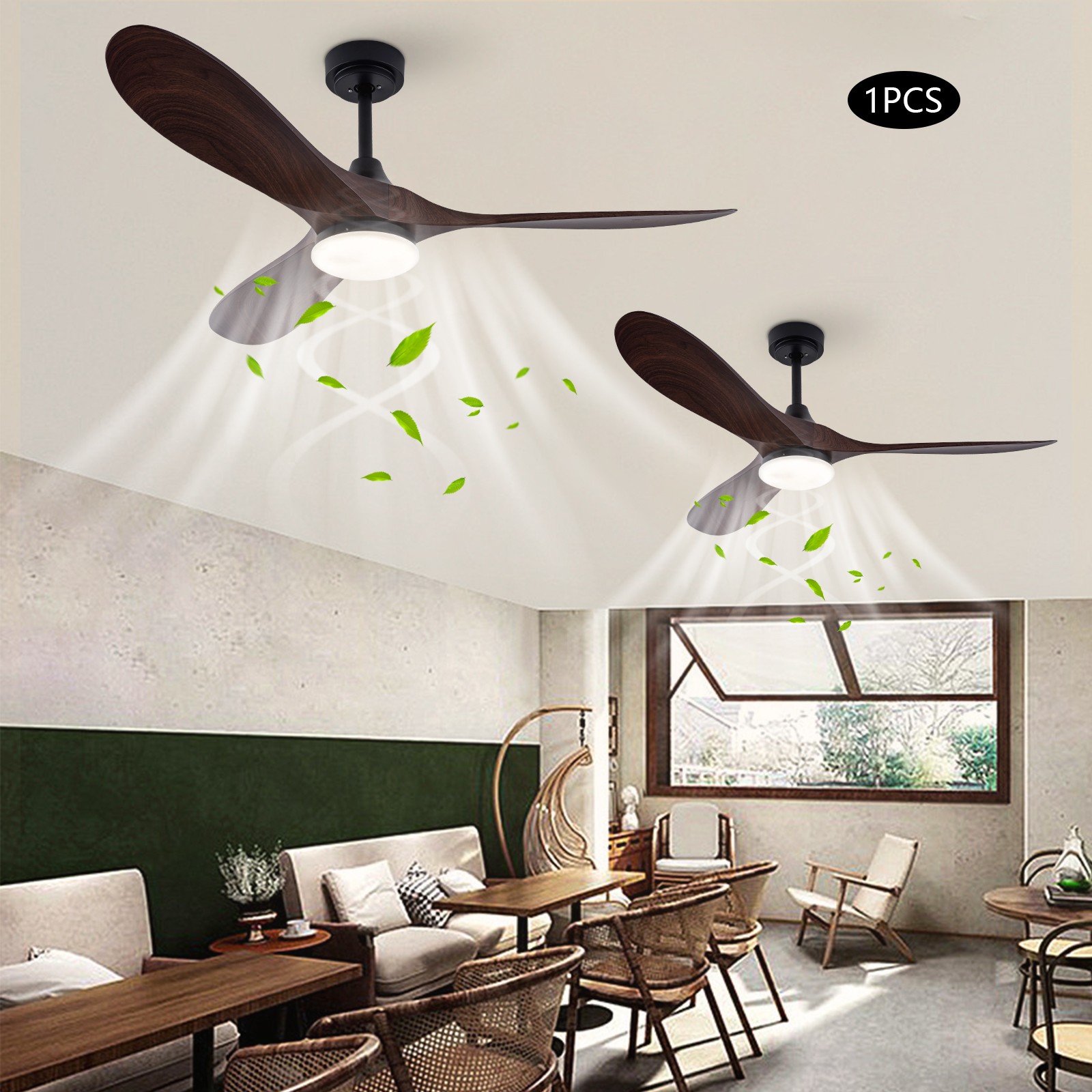 52 Inch Modern Ceiling Fan With Remote Indoor 3 Wood Blades Chandelier 50W New