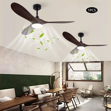 52 Inch Modern Ceiling Fan With Remote Indoor 3 Wood Blades Chandelier 50W New
