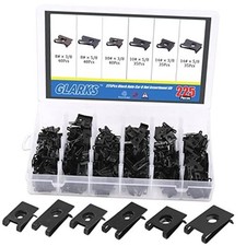 225Pcs U Nut Assortment Kit, 6 Size Black Auto Car U Clips for Dash Door