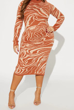 Anna Sweater Midi Dress - Rust/combo 3X NWOT