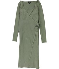 GUESS Womens Everly Wrap Sweater Dress, Green, Medium
