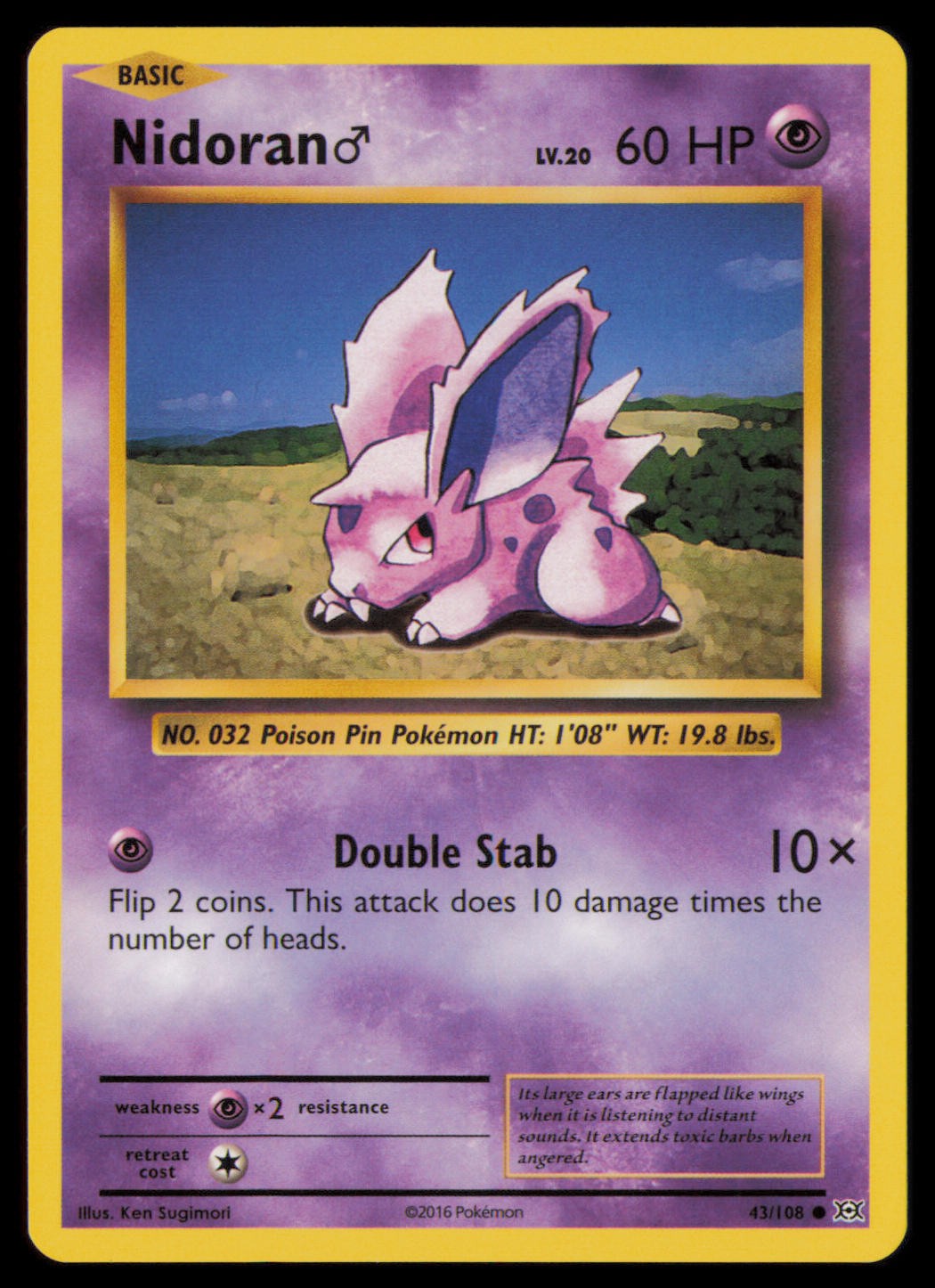 Nidoran M 43/108 Common Evolutions Pokemon Near Mint