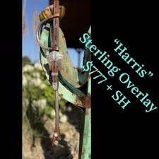 HARRIS Double Ear, Sterling Show Headstall- Tooled, Horse Show, Western Pleasure