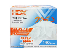 FlexPro 13 Gallon Fresh Scent Tall Kitchen Trash Bag 140-Count 