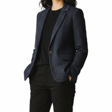 NEW Ann Taylor Loft Speckled Wool Blazer Jacket Women 6 Blue Academia Preppy