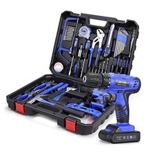 112 Piece Power Tool Combo Kits with 21V Cordless Blue Tool Set With Drill