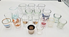 Vintage Mixed Shot Glass Lot of 19 Souvenir, Federal & Anchor Hocking, Nice Lot