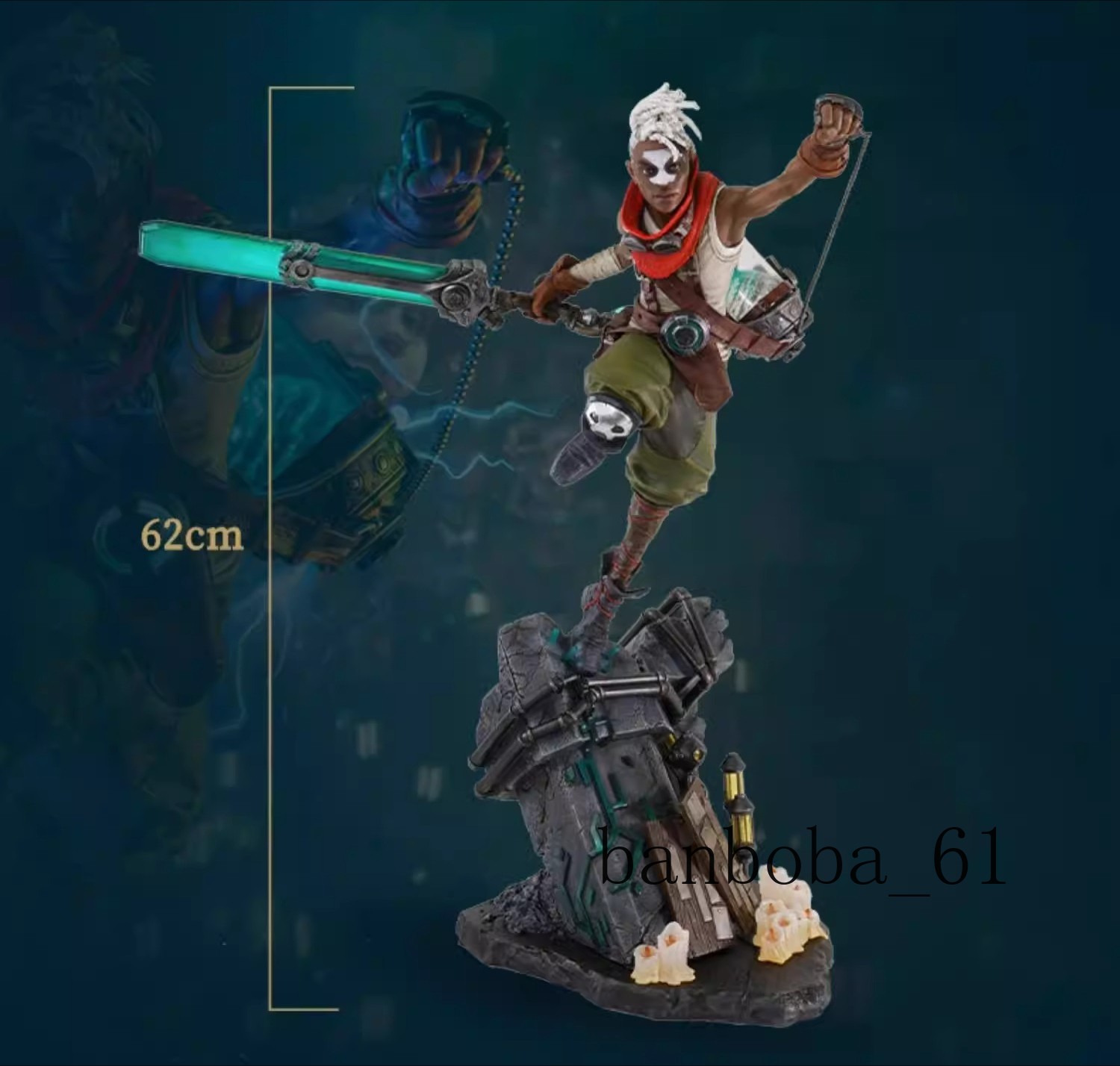 LOL OFFICIAL League Of Legends PureArts Ekko LED 1/4 Statues Action Model Gifts
