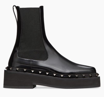 Womens Boots 10 Valentino Garavani Chelsea M-Way Rock Stud Beatle Black EU 40