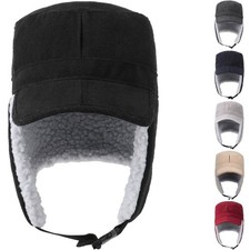 Cold Weather Warm Hat Sherpa Fleece Lined Winter Hats Windproof Earflap Ski Cap