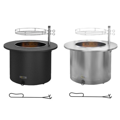Outsunny 25'' Stainless Steel Smokeless Fire Pit with Grill, Poker