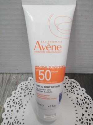 NEW Avene Face & Body Lotion Mineral Sunscreen Face & Body Lotion SPF 50 4.2 Oz