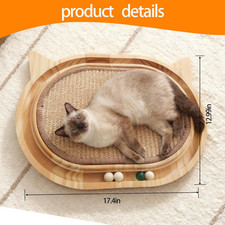 Wooden Interactive Cat Scratcher Toy Ball Track Sisal Scratch Pad Indoor Cats