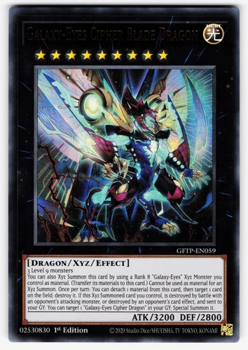 YUGIOH GALAXY-EYES CIPHER BLADE DRAGON ULTRA RARE NEAR MINT GFTP-EN059