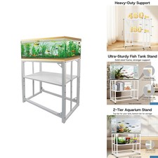 MEWSDEN 20 Gallon Fish Tank Stand Heavy Duty Metal 450LBS 2-Tier White