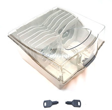 Fellowes 3.5" Floppy Disk Holder Doublewide Diskette Storage Beige Clear, locks