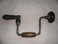 Vintage Stanley 8" bit brace ratcheting hand drill made in USA working condition
