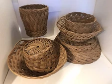 Set Of 6 Vintage Woven Baskets