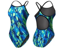 TYR GIRLS’ BRANDELLO DIAMONDFIT SWIMSUIT, BLUE/GREEN, SZ. 22