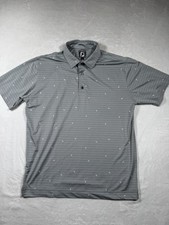 Footjoy Performance Lightweight Golf Polo Shirt Leaf All Over Print L Gray