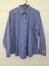 Mens Eddie Bauer Dress Shirt XXL Long Sleeve Blue Button Up Wrinkle Resistant