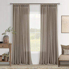 102" Dark Flax Pinch Pleated Curtains - 2 Panel Set for Living Room Bedroom