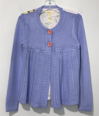 Matilda Jane Spy Girls Cardigan 6 Lavender Long Sleeve Crew Neck Button Up Logo