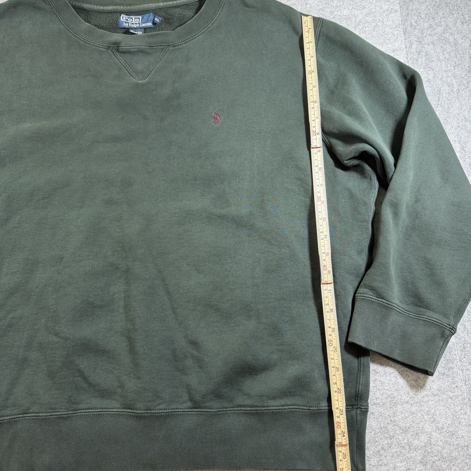 Polo Ralph Lauren Sweatshirt Mens 2XL Hunter Green Vintage 90s Crewneck *Flaws* thumbnail 7