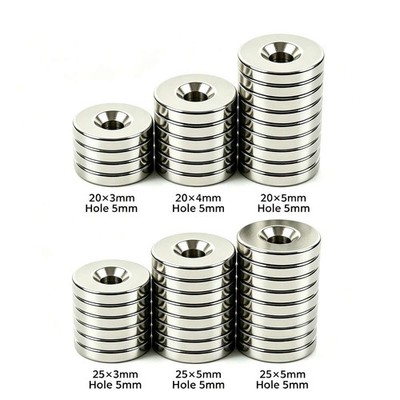 5/10/20/50 5 Sizes Strong Magnets Countersunk Ring Rare Earth Neodymium 5mm Hole