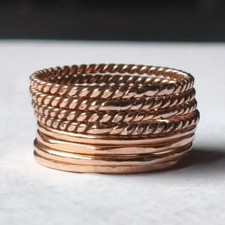 Solid Pure Copper Minimalist Healing Ring, Handmade, Unisex, 8 Pc Designer Rings