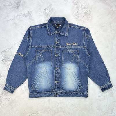 Raw Blue Dmn Company Blue Denim Jacket Size Large L Vintage Hip-Hop Y2K 2000's