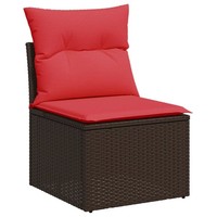 Gartensessel Ohne Armlehnen Mit Kissen Braun Poly Rattan