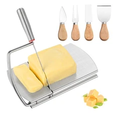 Cheese Slicer Cutter with 4 PCS Cheese Knife, Stainless Steel Cheese Cutter B...