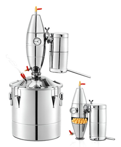Destilliergerät 50 L Edelstahl mit Thermometer Rektifikationsturm Wasserpumpe