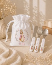 Personalised Peter Rabbit Cutlery Set  - Baby 1st Birthday, Christening Gift
