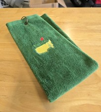 The Masters Golf Towel Tri-Fold Green Authentic Logo 100 Cotton with Bag Clip