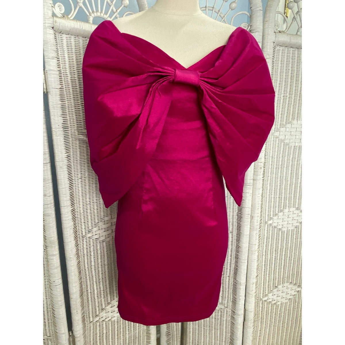 strapless open back dress Bugundy Bow Mini Dress